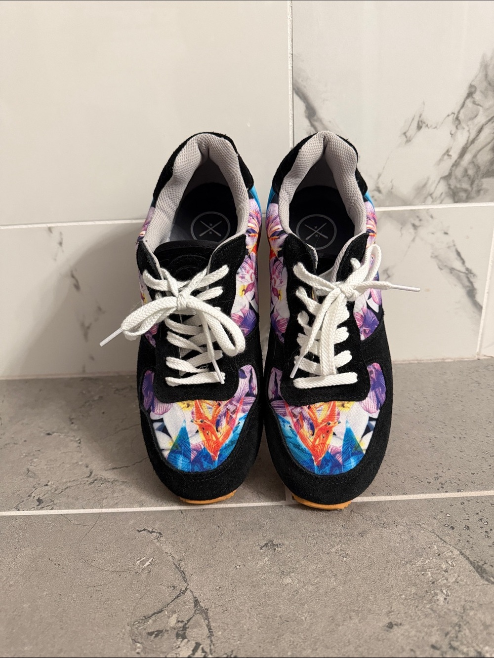 inkkas Black Floral and Fox Print Sneakers